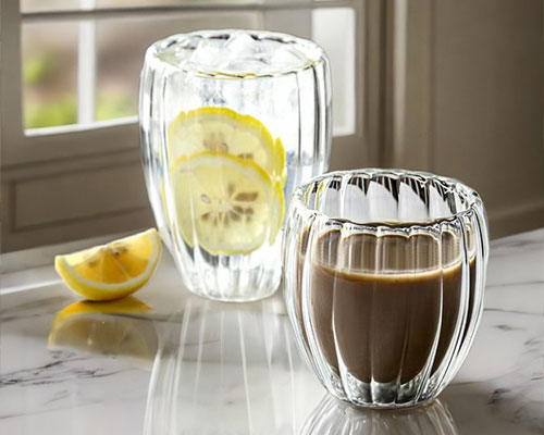 Double Walled Striped Glass Tumblers