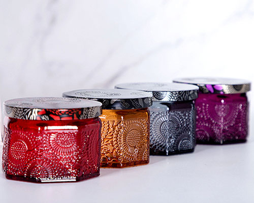 Embossed Candle Jars with Lids