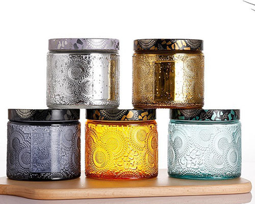 Embossed Colored Glass Jars