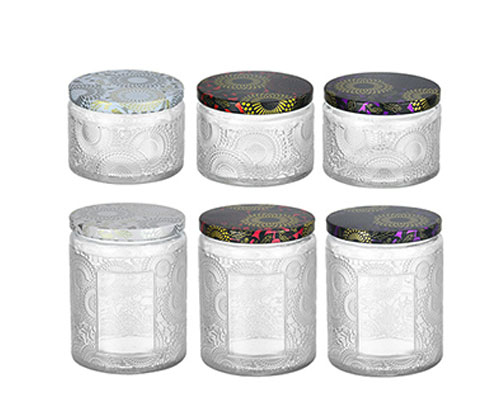 Embossed Glass Jars Wholesale