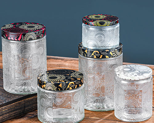 Embossed Glass Jars with Lids Wholesale