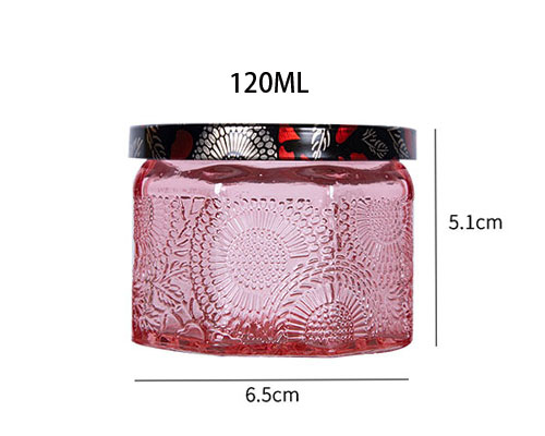 Embossed Pink Glass Candle Jar