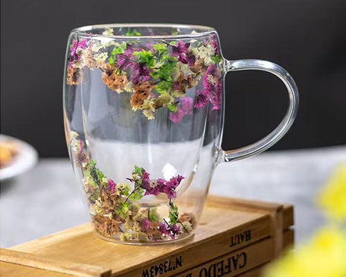 Flower Glass Cup with Handle