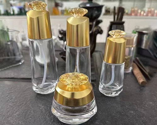 Gold Glass Cosmetic Bottles