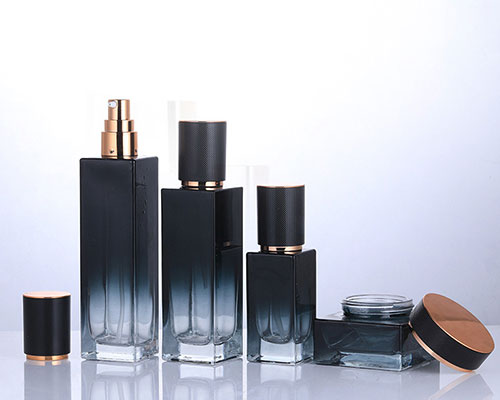 Gradient Blue Glass Cosmetic Bottles